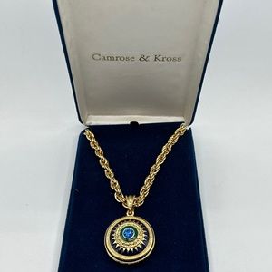 CAMROSE & KROSS JBK Vintage 1990's Gold With Black And Green Enamel Pendant#468